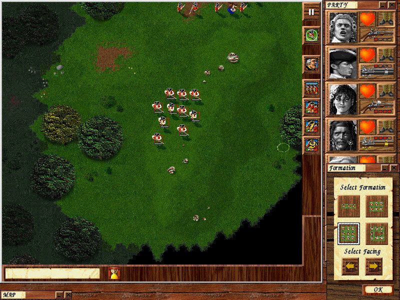 War Along the Mohawk (Windows) screenshot: Just when I though "this is not RTS game" they gave me a squad of troopers.