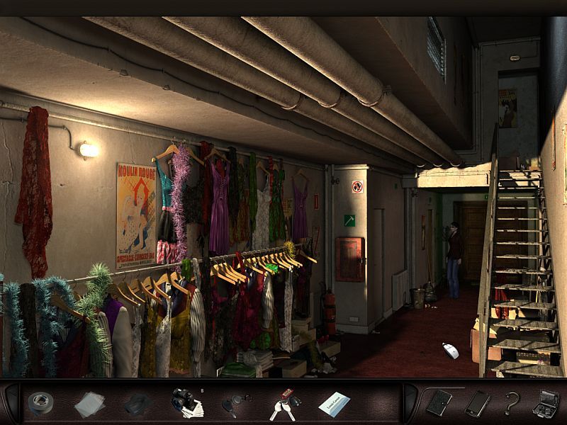 Art of Murder: Hunt for the Puppeteer (Windows) screenshot: Dressing Room at Moulin Rouge