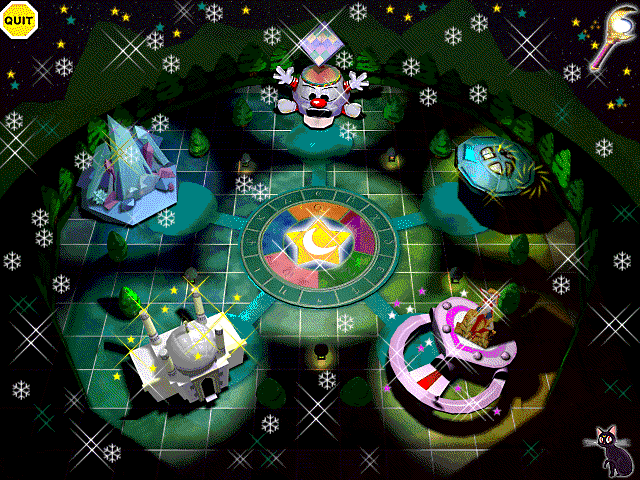 The 3D Adventures of Sailor Moon (Windows) screenshot: From this screen, the particular minigame desired can be selected.
