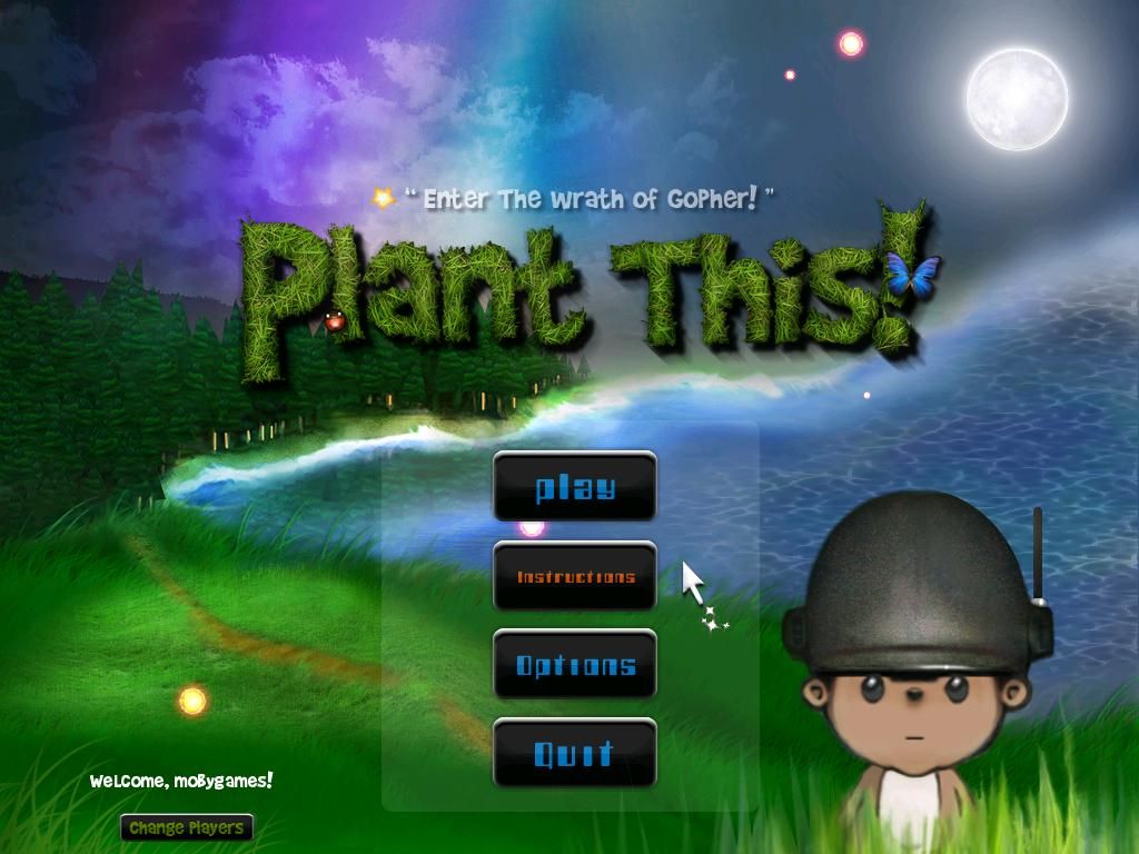 Plant This! (Windows) screenshot: Title screen and main menu