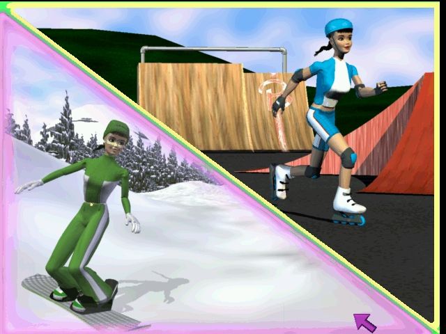 Barbie: Super Sports (Windows) screenshot: Choosing a character/sport.