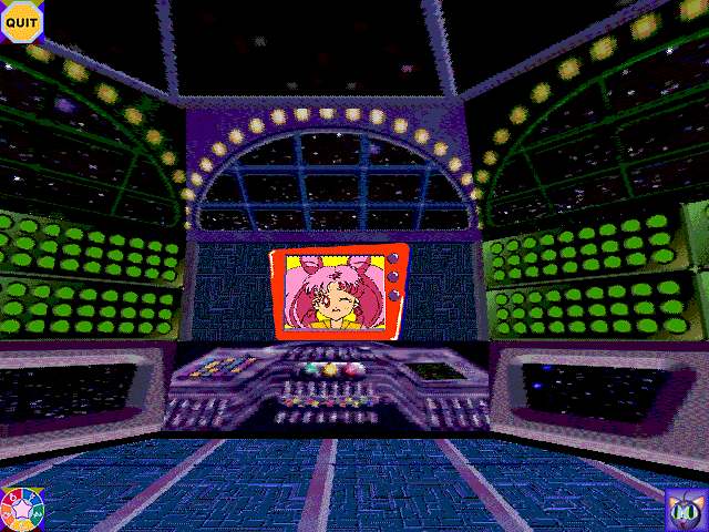 The 3D Adventures of Sailor Moon (Windows) screenshot: The Galactic Moon Library has information about the characters.