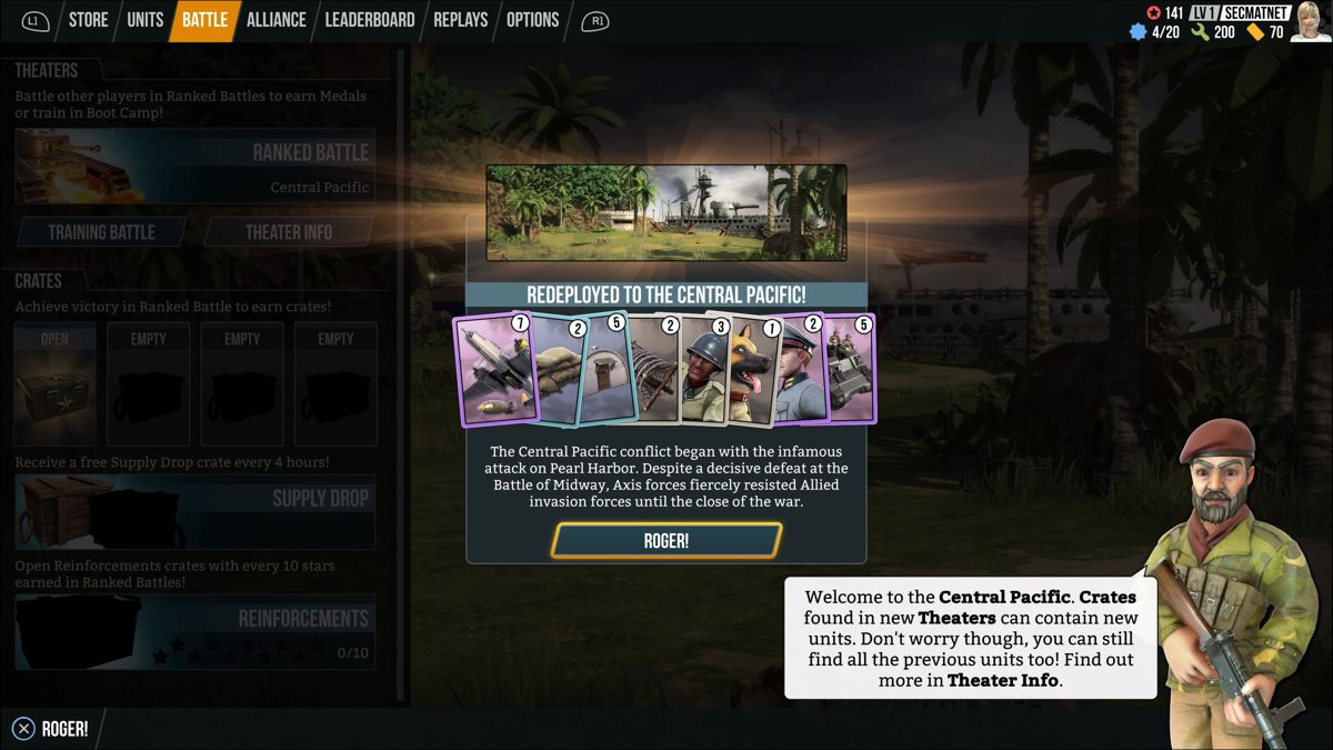 Battle Islands: Commanders (PlayStation 4) screenshot: Central Pacific is the first point of conflict after the Boot Camp