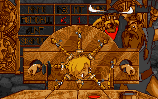 Heimdall (DOS) screenshot: An interesting sport: Try to hit the hairs to win!