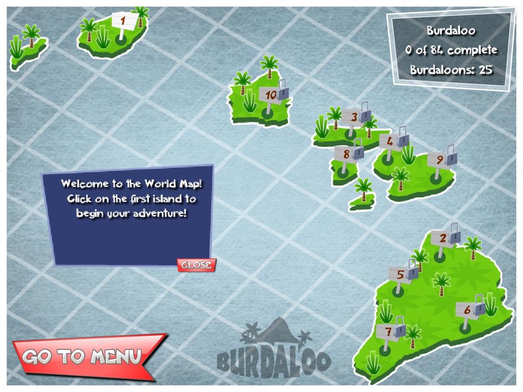 Burdaloo (Windows) screenshot: The world map