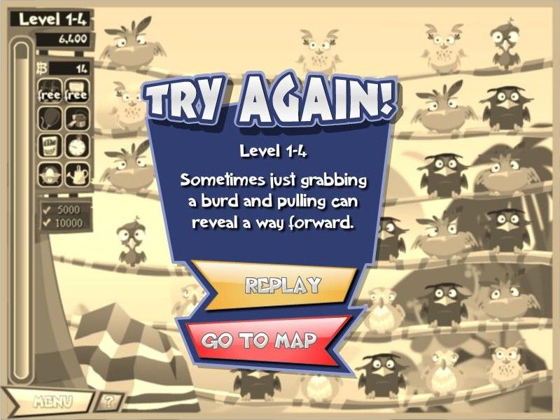 Burdaloo (Browser) screenshot: I didn't clear the burds before they reached the top.