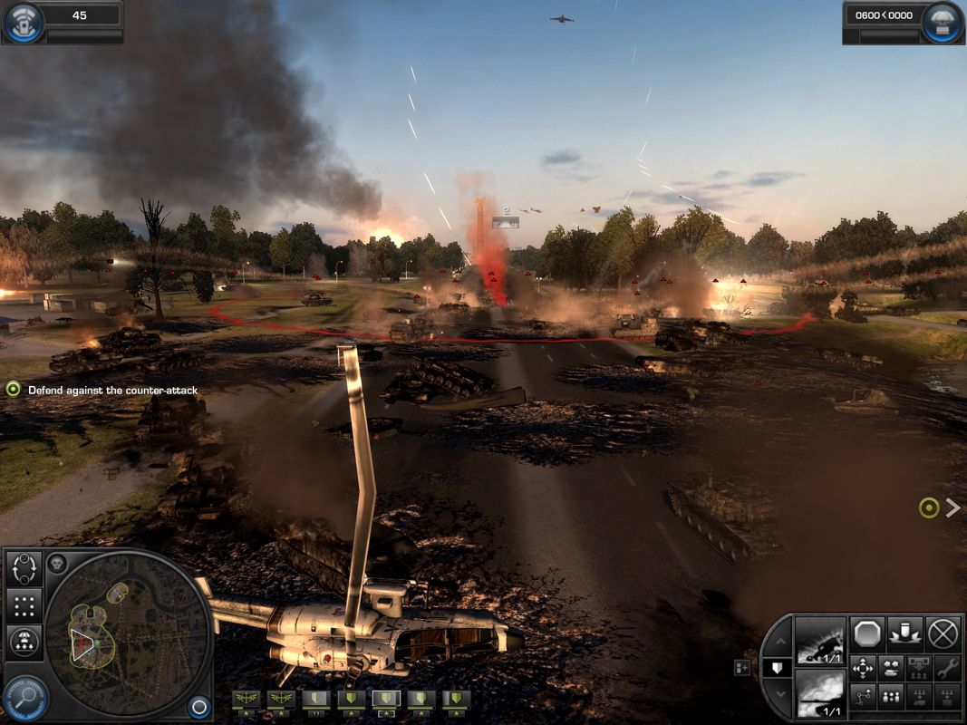 World in Conflict: Soviet Assault (Windows) screenshot: The road to the Victory Column in Berlin