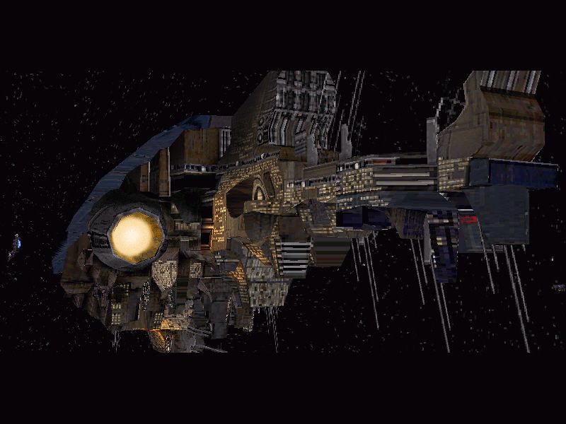 Gravity Angels Part 4: Death Force (Windows) screenshot: Miller Western battlecruiser on approach to Ganymede
