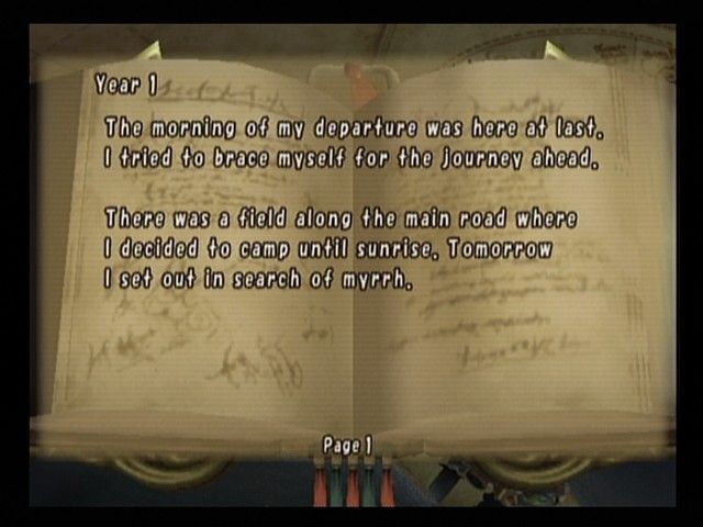 Final Fantasy: Crystal Chronicles (GameCube) screenshot: Diary first entry