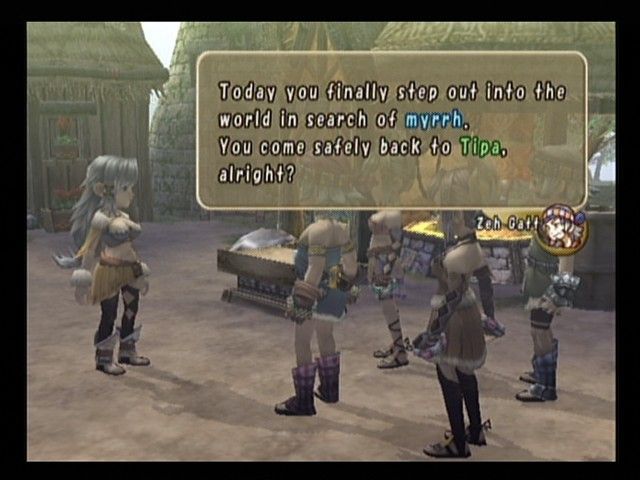 Final Fantasy: Crystal Chronicles (GameCube) screenshot: Saying goodbye to family