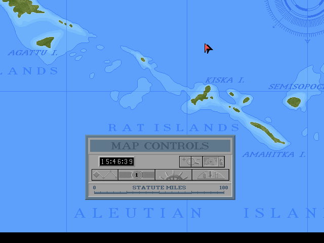 Silent Hunter: Commander's Edition (DOS) screenshot: Chart for Aleutian Islands