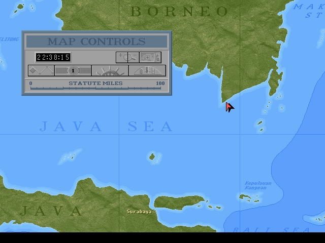 Silent Hunter: Commander's Edition (DOS) screenshot: Chart for Java Sea