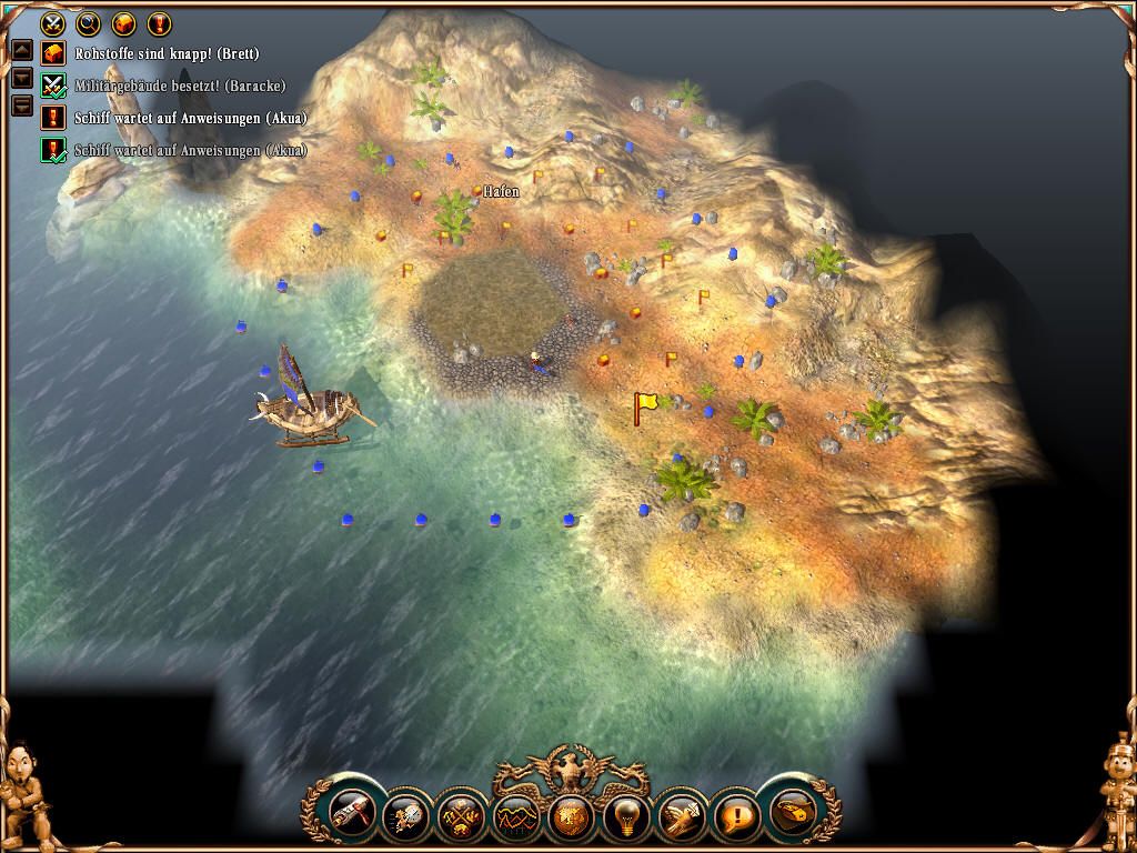 Die Siedler II: Die nächste Generation - Wikinger (Windows) screenshot: Constructing a new Harbor on a far away island