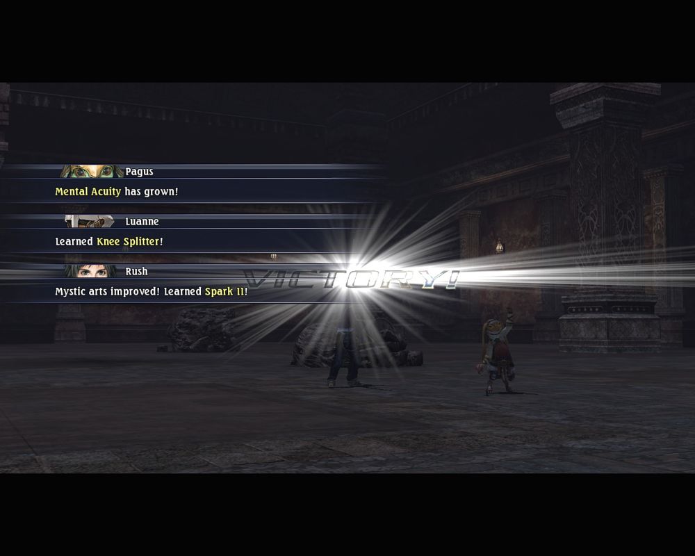 The Last Remnant (Windows) screenshot: ...and character's updates.