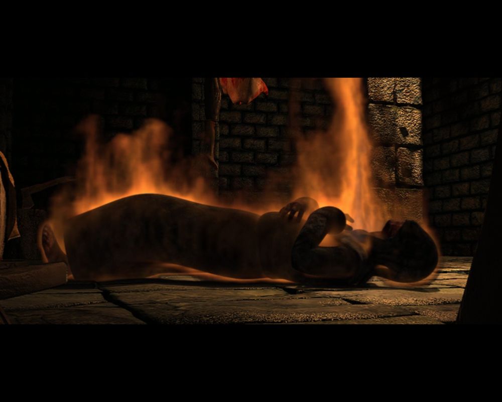 Dracula: Origin (Windows) screenshot: This evil monk is burning alive!