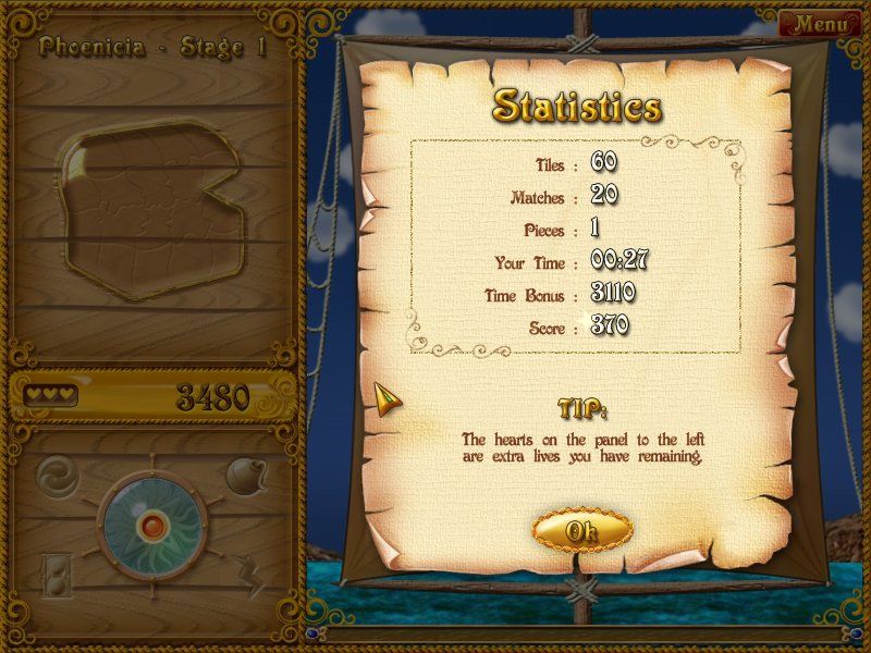 The Rise of Atlantis (Windows) screenshot: Level stats