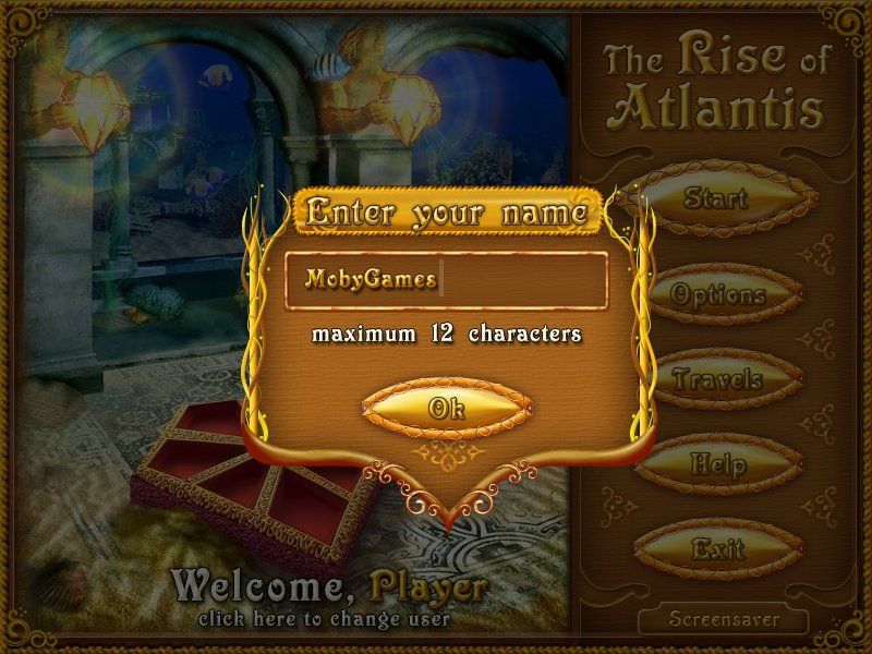 The Rise of Atlantis (Windows) screenshot: Enter your name.