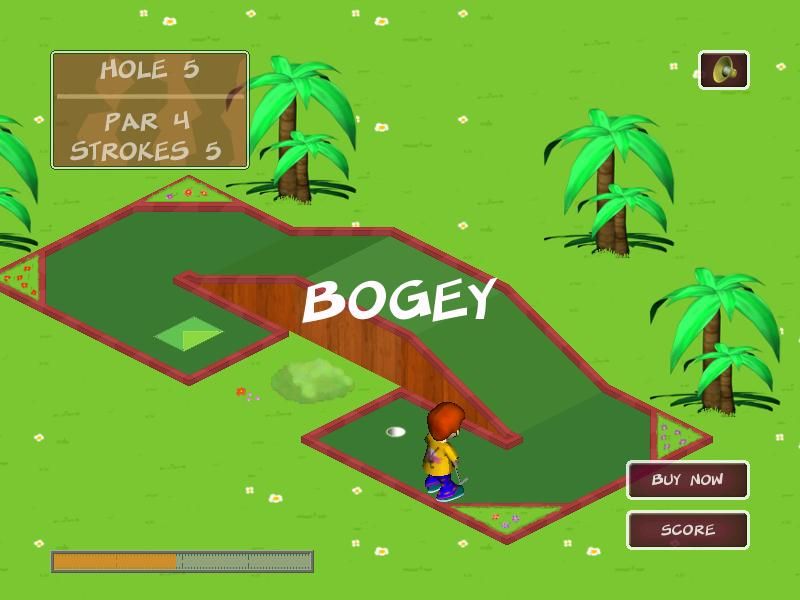 Garden Golf (Windows) screenshot: One over on hole 5. A bogey.