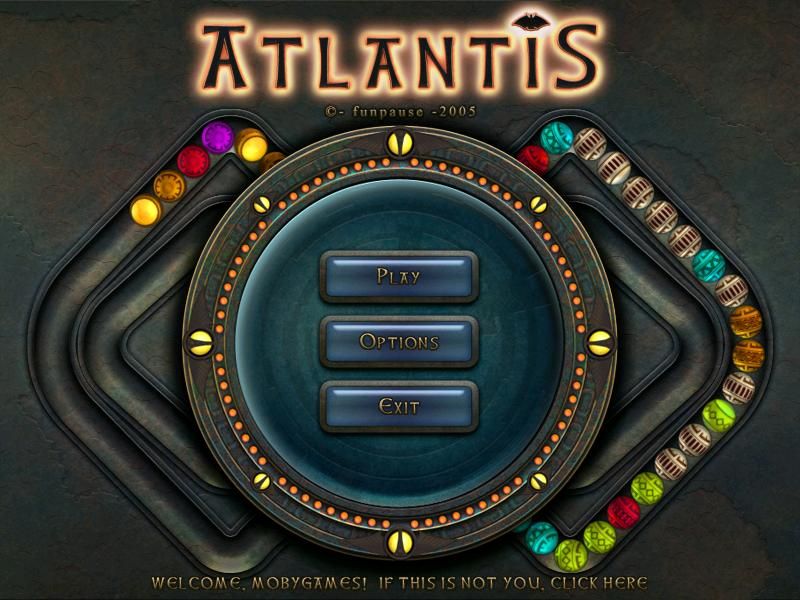 Atlantis (Windows) screenshot: Title screen and main menu