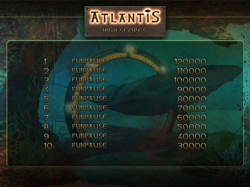 Atlantis (Windows) screenshot: The high scores