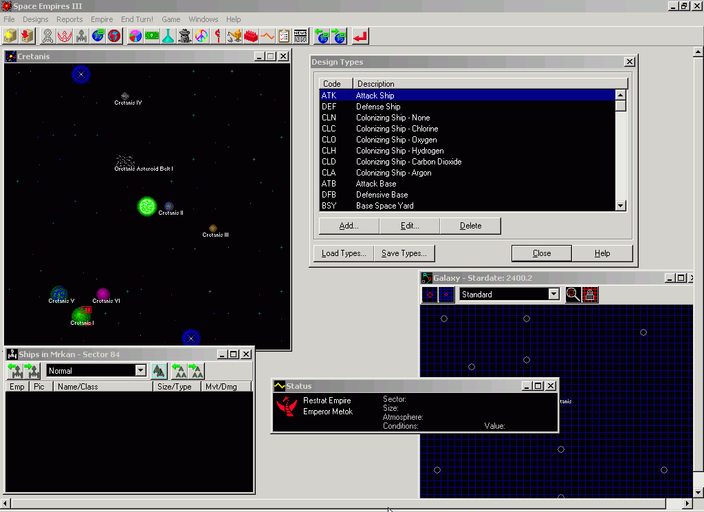 Space Empires III (Windows) screenshot: Tutorial Scenario