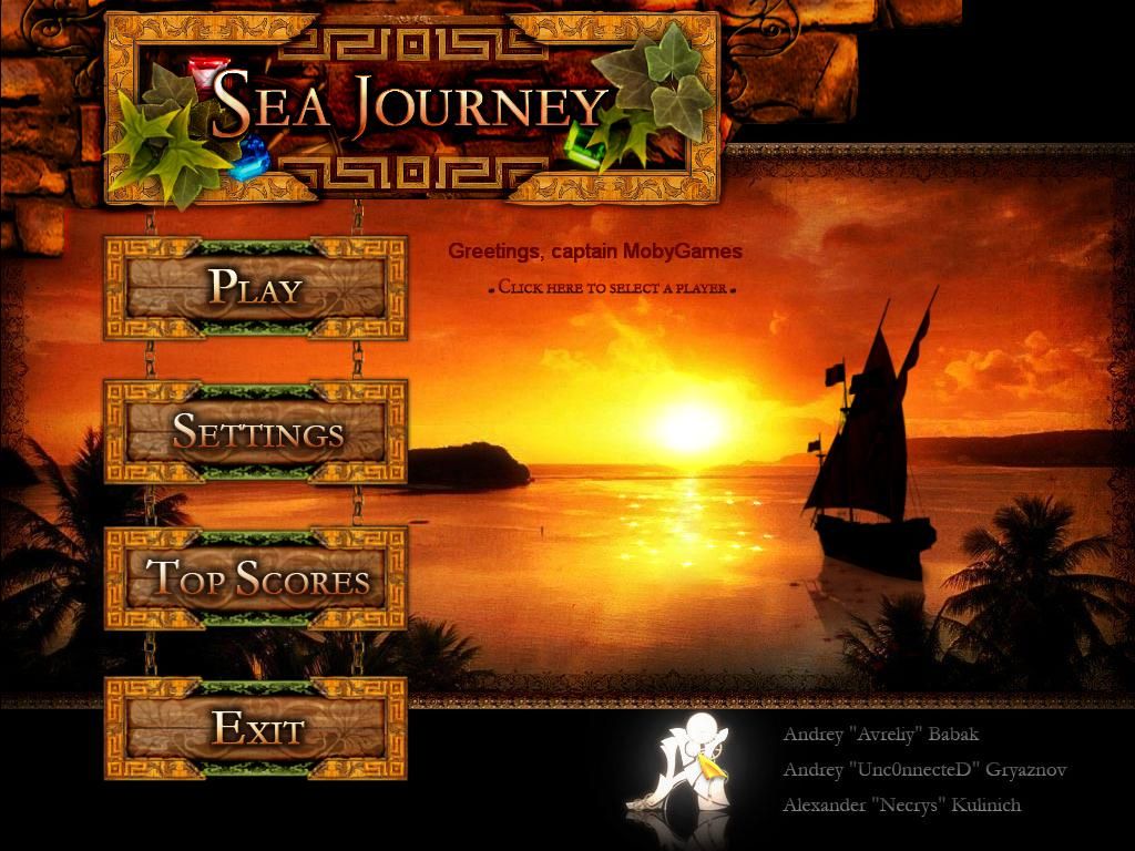 Sea Journey (Windows) screenshot: Title screen and main menu