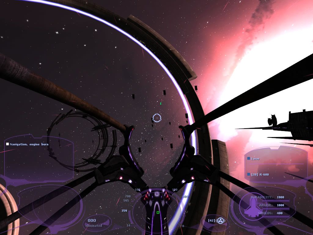 Dark Horizon (Windows) screenshot: Practising in the tutorial mission using the cockpit view.