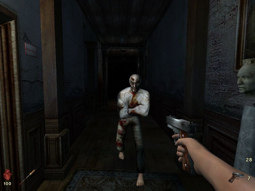 Bloodline (Windows) screenshot: Attacked by a straitjacketed zombie