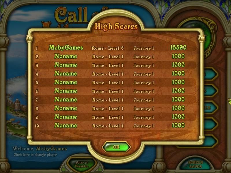Call of Atlantis (Windows) screenshot: The high scores