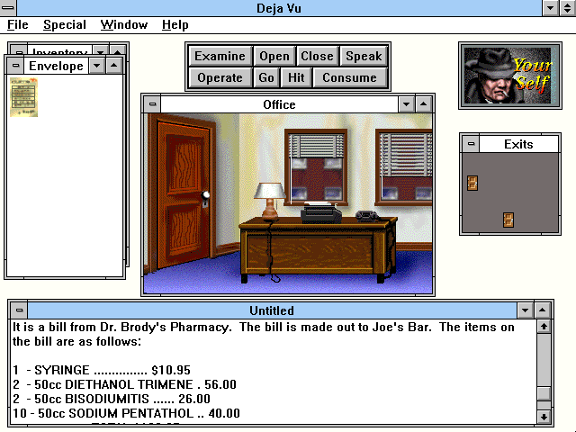Déjà Vu I & II: The Casebooks of Ace Harding (Windows 3.x) screenshot: Office