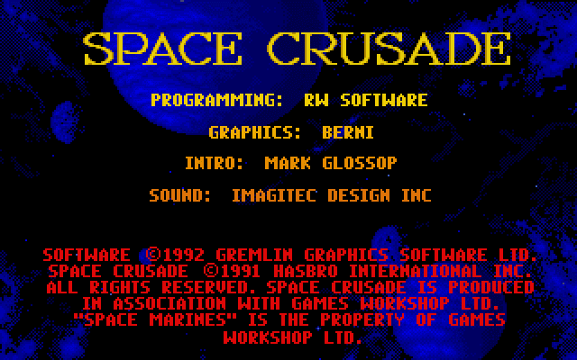 Space Crusade (DOS) screenshot: Credits screen