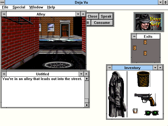 Déjà Vu I & II: The Casebooks of Ace Harding (Windows 3.x) screenshot: Alley