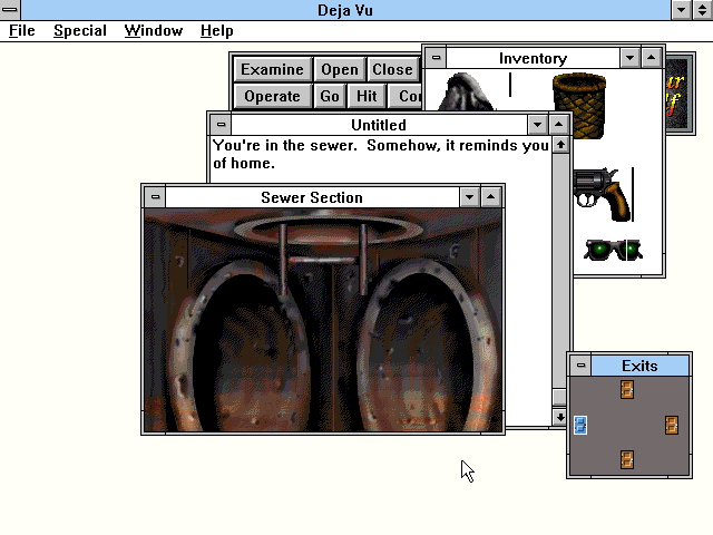 Déjà Vu I & II: The Casebooks of Ace Harding (Windows 3.x) screenshot: Sewer section