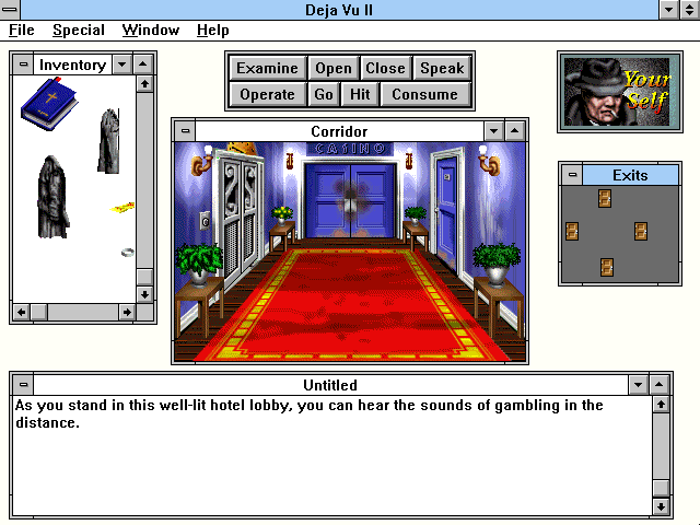 Déjà Vu I & II: The Casebooks of Ace Harding (Windows 3.x) screenshot: Corridor