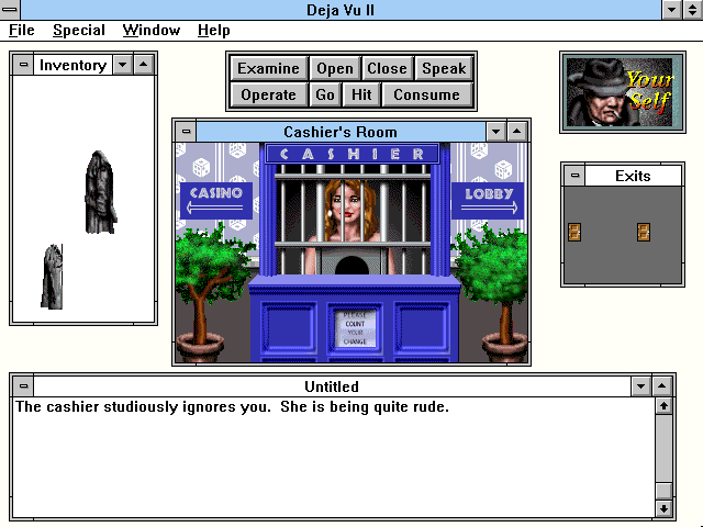 Déjà Vu I & II: The Casebooks of Ace Harding (Windows 3.x) screenshot: Cashier
