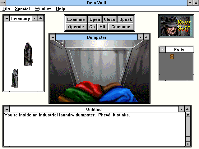 Déjà Vu I & II: The Casebooks of Ace Harding (Windows 3.x) screenshot: Dumpster