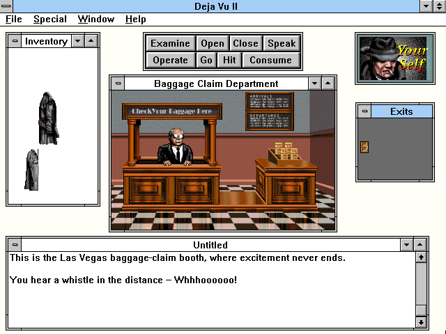 Déjà Vu I & II: The Casebooks of Ace Harding (Windows 3.x) screenshot: Baggage claim department