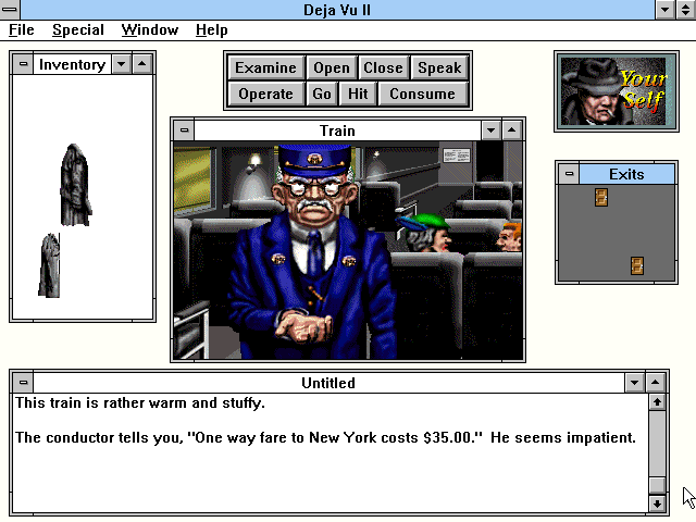 Déjà Vu I & II: The Casebooks of Ace Harding (Windows 3.x) screenshot: Conductor