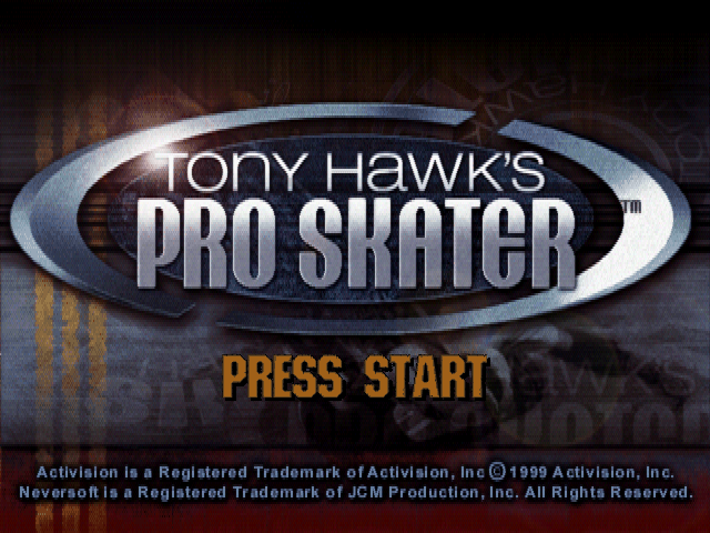 Tony Hawk's Pro Skater (PlayStation) screenshot: US title screen