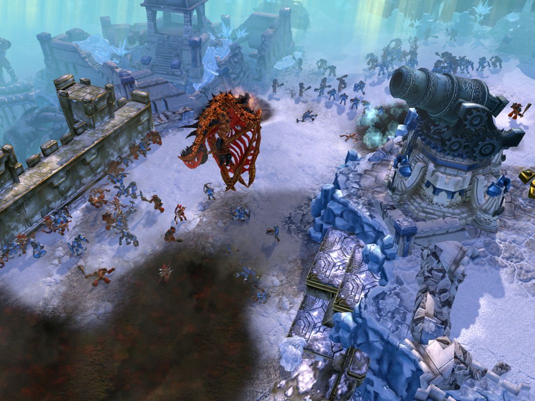 BattleForge (Windows) screenshot: A battle scene from the benchmark.