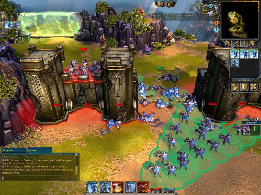 BattleForge (Windows) screenshot: Attacking a wall.