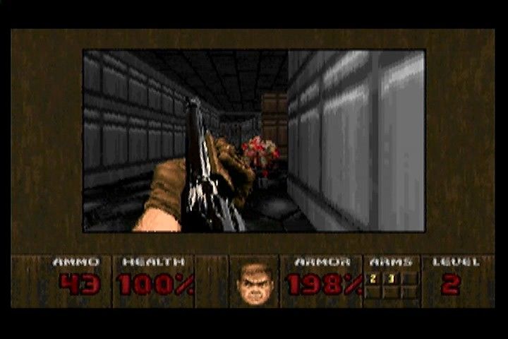 Doom (3DO) screenshot: Ka-bloosh! Monsters at least still die like they're supposed to.