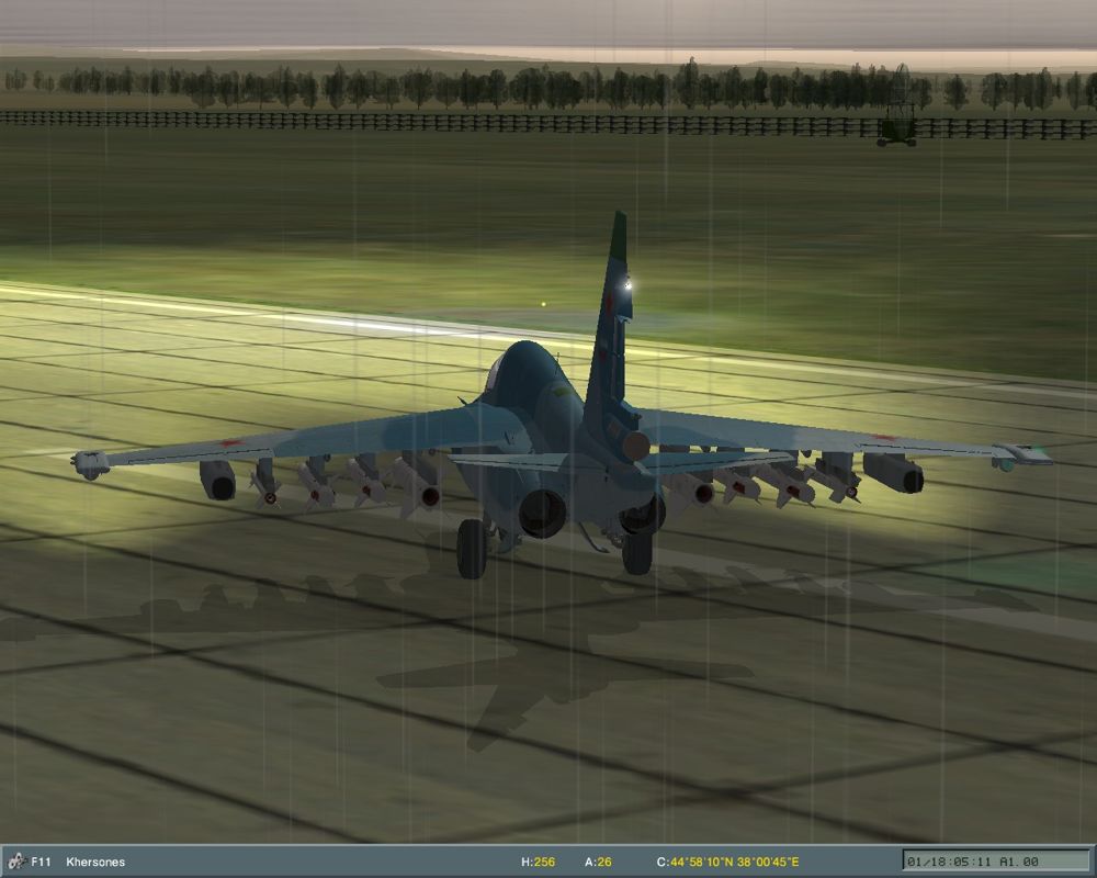 Lock-on: Flaming Cliffs (Windows) screenshot: Su-25T Taking off under the rain