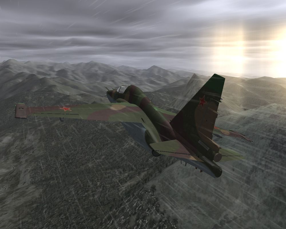 Lock-on: Flaming Cliffs (Windows) screenshot: Flying over the white mountains