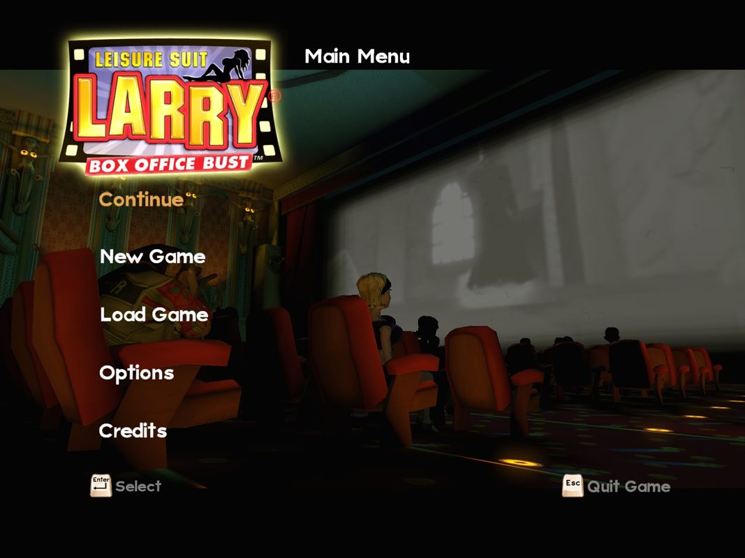 Leisure Suit Larry: Box Office Bust (Windows) screenshot: Main menu
