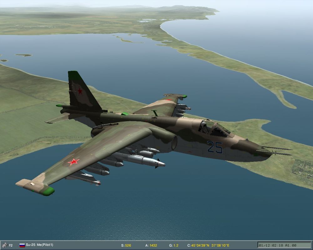 Lock-on: Flaming Cliffs (Windows) screenshot: Su-25 Flying on Summer environment
