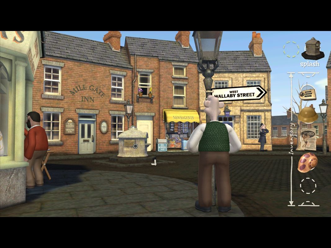 Wallace & Gromit in Fright of the Bumblebees (Windows) screenshot: The town center.