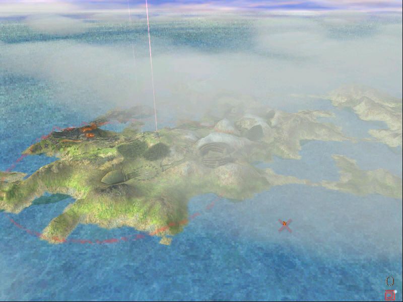 Black & White: Creature Isle (Windows) screenshot: Overhead view of an island