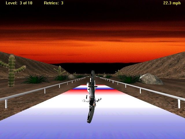 Evel Knievel Interactive Stunt Game (Windows) screenshot: Oh! I didn't make it this time.