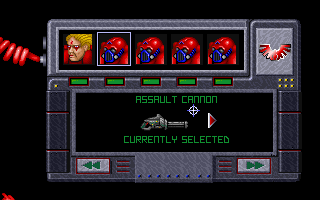 Space Crusade (DOS) screenshot: Weapons selection